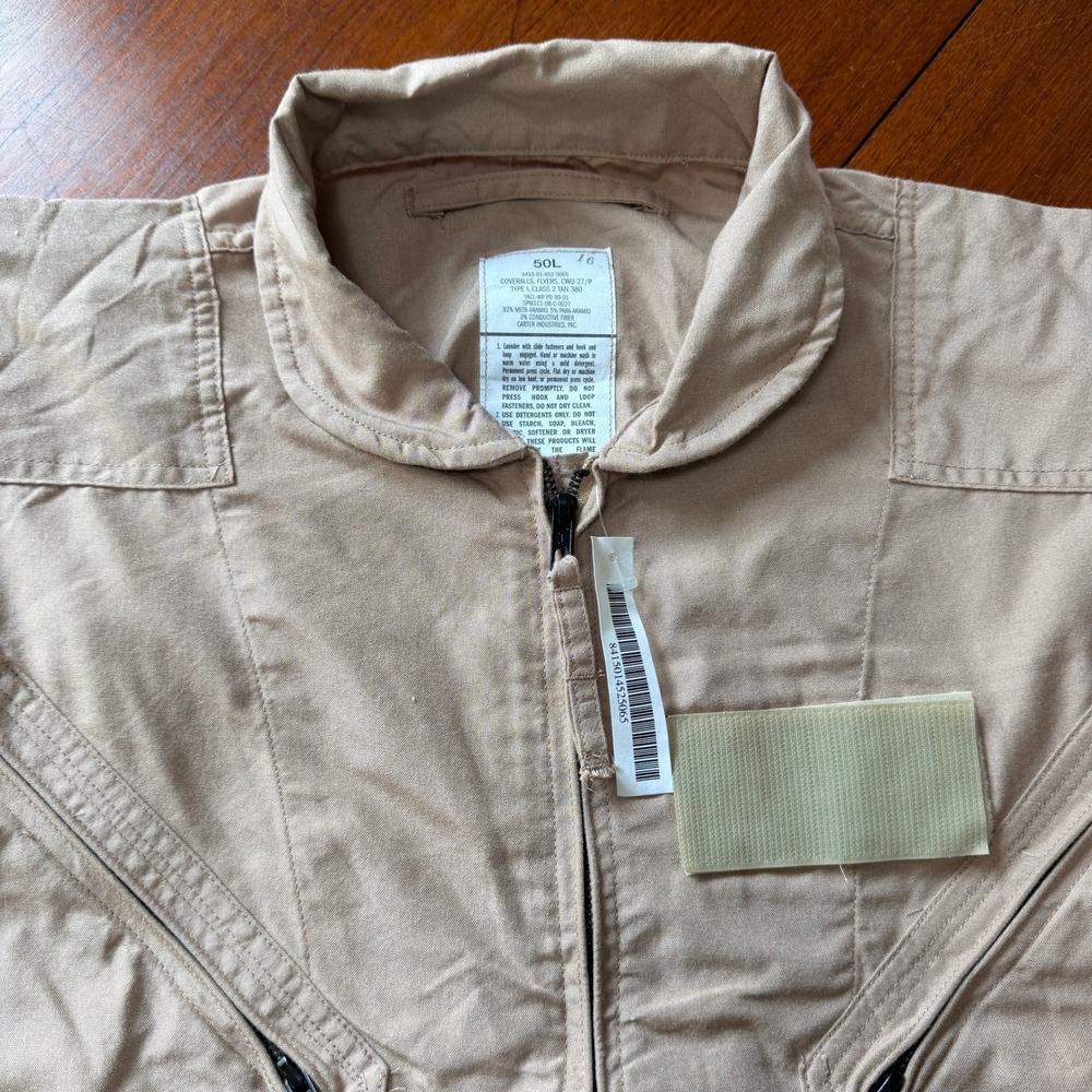 Carter Industries CWU-27/P Flyers Coveralls Tan 380 Military Flight Suit 50L
